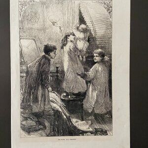 C. Robinson, Antique Art Print, Woodcut Engraving, sheet music, audiobook